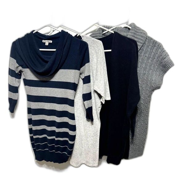 Sweater Cardigan Bundle of 4 Black Gray Blue Stripe Stylus Acemi Womens sz Small - Picture 1 of 16
